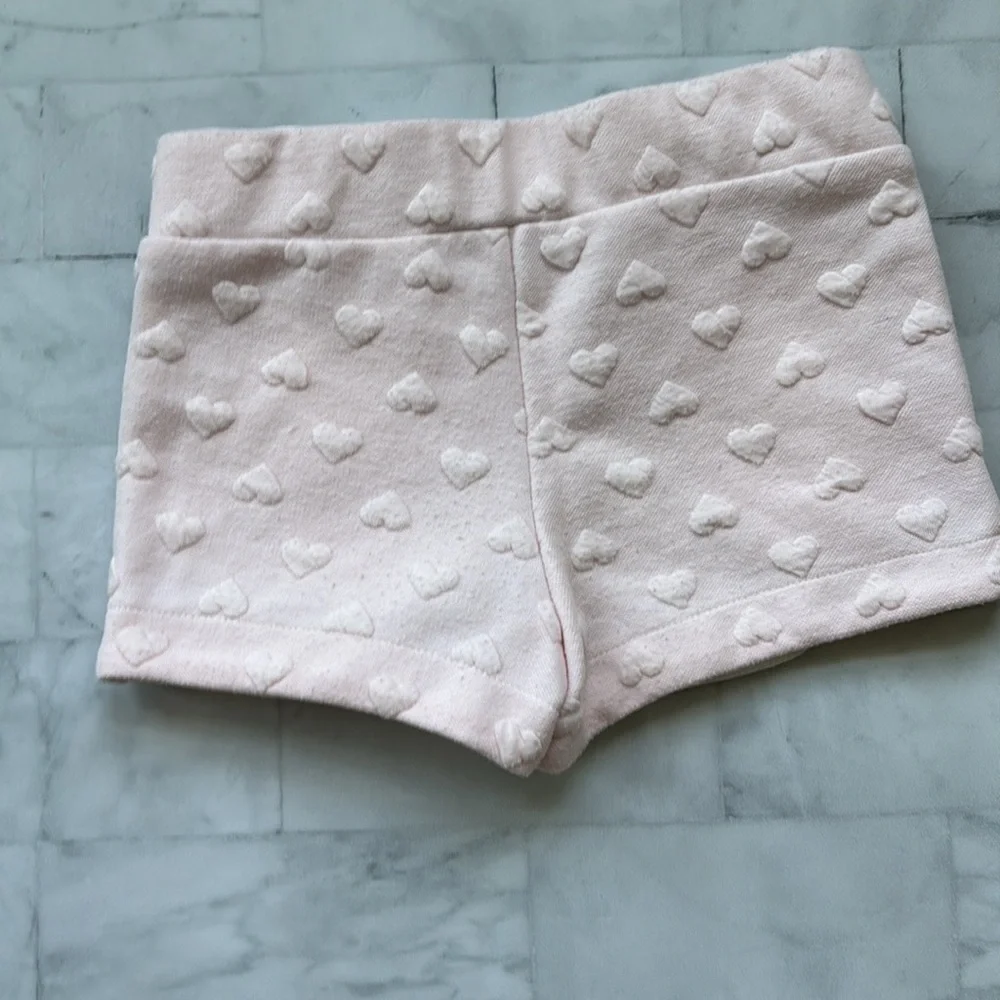 Lili Gaufrette Jacquard Knit Pink Heart Shorts